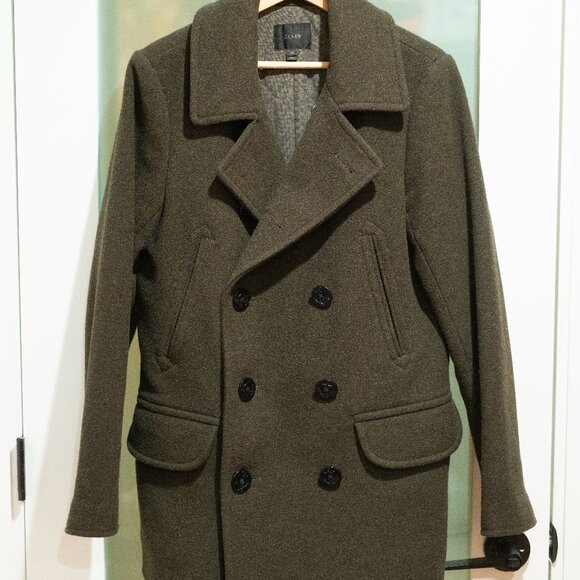 J. Crew Olive Dock Peacoat with Thinsulate - Picture 1 of 5